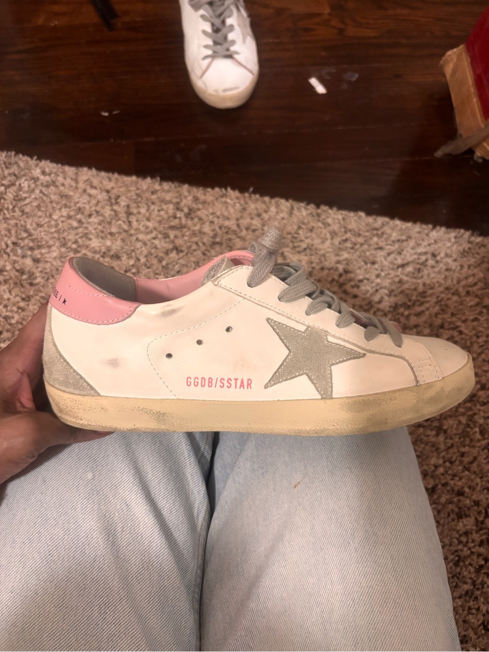 Golden Goose Kids White & Pink Superstar Sneaker with Gray Star